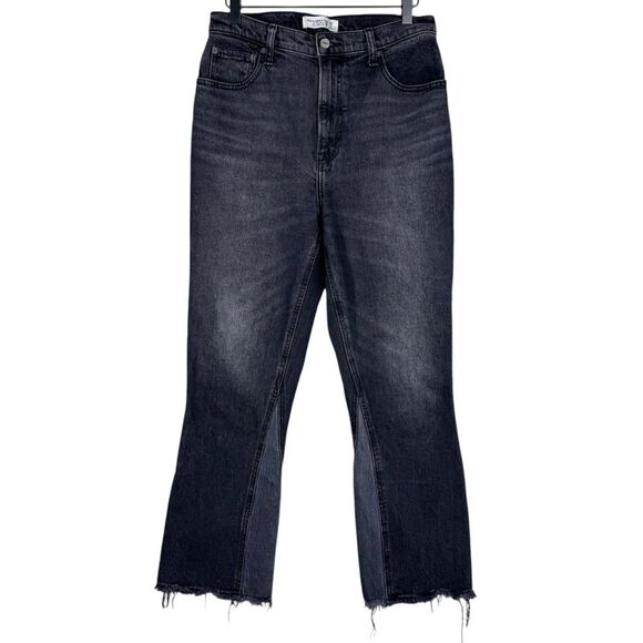 Abercrombie & Fitch Kick Flare Ultra High Rise Jeans Black Denim Size 29 8 Long - Picture 1 of 7